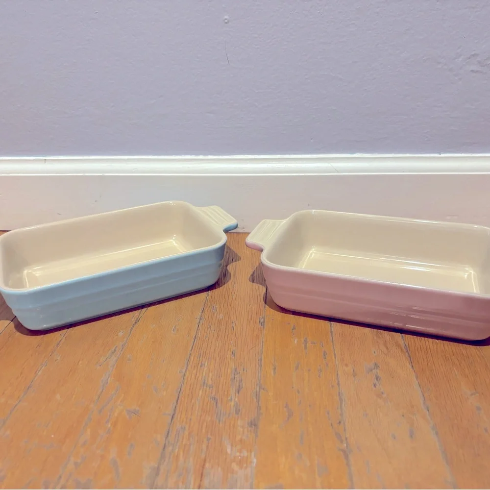 NWT Le Creuset 18cm rectangular Baking dishes in blue & pink - set of 2 (1 ea)